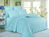 2 спальное сатиновое постельное белье однотонное голубое