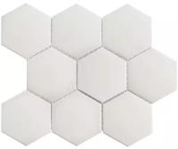 Мозаика керамическая для пола в бассейне чип big 110x95 Hexagon Antislip White Starmosaic 295х256/6, упаковка 20 листов / 1.51 кв. м