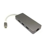 Адаптер Espada UHLUC, USB Type-C to Gig Lan+HDMI+USB+SD/TF+PD, серебристый (44224)