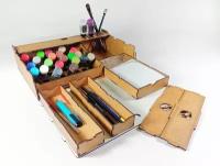 Ящик-органайзер для красок и инструментов Hobby box для 40 баночек красок Vallejo / Armypainter 17мл