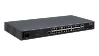 Управляемый коммутатор уровня L2+ Qtech QSW-4610-28T-AC, 24 порта 10/100/1000BASE-T, 4 порта 100/1000BASE-X SFP, 4K VLAN, 16K MAC адресов, консольный порт, встроенный БП разъем питания на передней панели