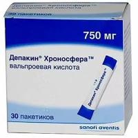 Депакин Хроносфера гранулы для внутр. прим. с пролонг высвобожд. 750мг 30шт