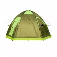 Всесезонная палатка Лотос 5У Шторм полуавтоматическая, для 4 человек, 320 х 360 х 205 см, 6 граней 25022 зеленый