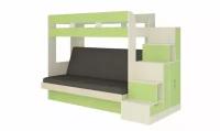 Двухъярусня кровать с диваном Ева бодега светлый/зеленый/серый