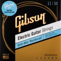 Струны для 6-струнной электрогитары, никель-сталь, GIBSON SEG-BWR11 MEDIUM GAUGE - (11-50)