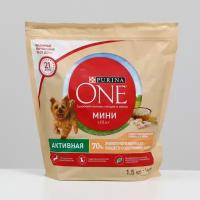 Сухой корм Purina One mini Активная для собак мелких пород, курица/рис, 1,5 кг