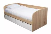 Кровать Hoff Стокгольм, 205,2х75,2х95,6, цвет дуб Сонома/белый глянец скандинавский