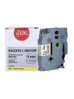 Кассета с лентой TZE-FX621 для Brother PT-E550WVP, PT-H110, PT-P700 S'OK черный на желтом, 9мм/8м, наклейка