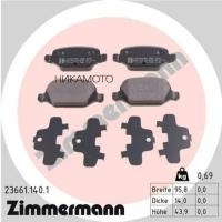 ZIMMERMANN 236611401 23661.140.1_колодки дисковые!задн. 96x44x14 \ Fiat Punto 1.8i 16V 130 HGT 99>/Panda 1.2-1.4 04>