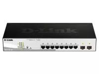 D-Link Smart L2 Switch 8х1000Base-T PoE, 2х1000Base-X SFP, PoE Budget 65W, Compact CLI