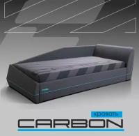 Фабрика Мирлачёва Кровать CARBON 90х190, реечное основание, изголовье слева, кант бирюза