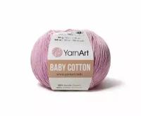 Пряжа YarnArt Baby Cotton -2 шт, 419 пыльная роза, 165 м/50 г, 50% хлопок, 50% акрил /ярнарт беби коттон/