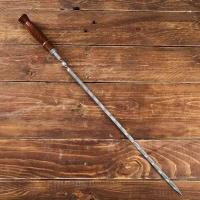Шампур с узором и деревянной ручкой - 59 см. (цвет не указан)