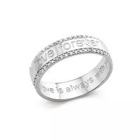 BASSCO, Женское серебряное кольцо с бесцветными фианитами, Love forever, серебро родированное 925, кольцо широкое/18,5 размер