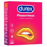 Презервативы с рельефными полосками и точечной структурой Pleasuremax Durex/Дюрекс 3шт