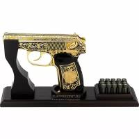 Позолоченный пистолет Макарова охолощенный "Герб РФ"