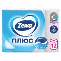 Квант продажи 2 шт. Бумага туалетная 2-х слойная, 12 рулонов (12×23 м), белая, ZEWA Plus, 144090