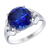 Серебряное кольцо Diamant online 153697 с фианитом и сапфировым корундом, Серебро 925°, 17