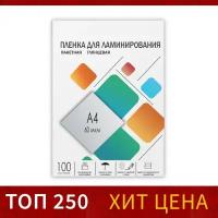 Гелеос Пленка для ламинирования A4 216х303 мм, 60 мкм, 100 штук, глянцевые, Гелеос