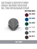 Заглушка к полукруглому коньку малому конусная RAL 7004 Сигнальный серый