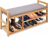 Обувница с сиденьем бамбуковая Ningbo HK-7110 Shoe rack bench