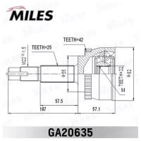 ШРУС NISSAN ALMERA N16/BLUEBIRD SYLPHY/SUNNY 1.5-2.0D 00-05 нар. +ABS GA20635 MILES GA20635