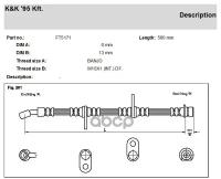 Шланг Тормозной Задн Honda: Civic 98-01 K&K арт. FT5171