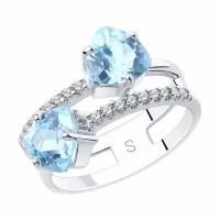 Серебряное кольцо Diamant online 170568 с топазом и фианитом, Серебро 925°, 18