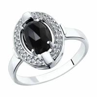 Серебряное кольцо Diamant online 163382 с фианитом и агатом, Серебро 925°, 19