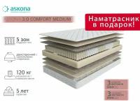 Ортопедический матрас, Анатомический матрас ASKONA Comfort Medium/Комфорт Медиум, С зональным пружинным блоком, 80х190 см