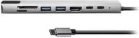 Адаптер Bion BXP-A-USBC-MULTI-01 USB-C - 2хUSB-C/2хUSB-A 3.0/HDMI/SD/TF/RJ-45 100 мб/с, 60W, длина кабеля 20 см