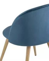 Стул Stool Group Лион голубой, сиденье и спинка из голубого велюра, ножки из металла с принтом под натуральное де