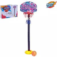 Баскетбольный набор "Баскетбол", регулируемая стойка с щитом (4 высоты: 28 см/57 см/85 см/115 см), сетка, мяч, р-р щита 34,5х25 см