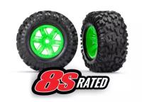 Аксессуары TRAXXAS запчасти Tires & wheels, assembled, glued (X-Maxx® green wheels, Maxx® AT tires, foam inserts) (left & right) (2)