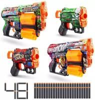 Набор игровой X-SHOT SKINS бластеры 4 шт., пули мягкие 48 шт. ZURU 36542