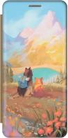 Чехол-книжка на Apple iPhone SE / 5s / 5 / Эпл Айфон 5 / 5с / СЕ с рисунком "Собаки путешественники" золотой