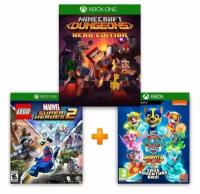 ИгроПак для XBOX One: Minecraft Dungeons Hero Edition + LEGO Marvel Super Heroes 2 + Щенячий патруль Мега-щенки спасают Бухту Приключений (PAW Patrol)