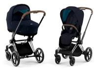 Cybex Priam IV Коляска 2 в 1, шасси IV Chrome ручка Brown/текстиль Midnight Blue Plus