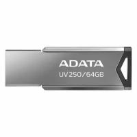 Флешка USB A-Data UV250 64ГБ, USB2.0, серебристый [auv250-64g-rbk]