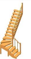 Деревянная межэтажная лестница ЛЕС-09 3310 проем 2800-900, Сосна