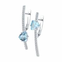 Серебряные серьги Diamant online 170899 с топазом и фианитом, Серебро 925°