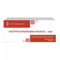 Ацетилсалициловая кислота-УБФ, таблетки 500 мг, 20 шт