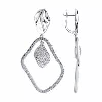 Длинные серебряные серьги Diamant online с фианитом 174693, Серебро 925°
