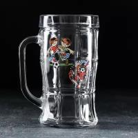 GiDGLASS Пивная кружка «Мировой футбол», 500 мл, рисунок микс