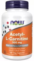 Ацетил-L-Карнитин" ("Acetyl-L-Carnitine") (капсулы массой 740 мг), NOW Foods, 100 растительных капсул