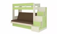 Двухъярусня кровать с диваном Ева бодега светлый/зеленый/коричневый