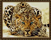Алмазная мозаика "Леопард" на подрамнике, 40х50 см, животные