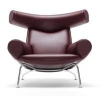 Кресло в стиле Wegner Ox armchair (бордовый натуральная кожа)