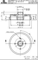 BREMBO 14325610 барабан тормозной, AUDI 50 (86) 08/74-07/78 / AUDI 80 (80, 82, B1) 05/72-07/78 / AUDI 80 (81, 85, B2) 08/78-12/86 / AUDI COUPE (81, 85) 07/80-10/88 / AUDI COUPE (89, 8B) 10/88-12/96 / SEAT AROSA (6H) 05/97-06/04 / SEAT CORDOBA (6K1, 6K2) 02/93-12/02 / SE