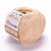 Пряжа YarnArt Baby Cotton -2 шт, 404 розовая пудра, 165 м/50 г, 50% хлопок, 50% акрил /ярнарт беби коттон/